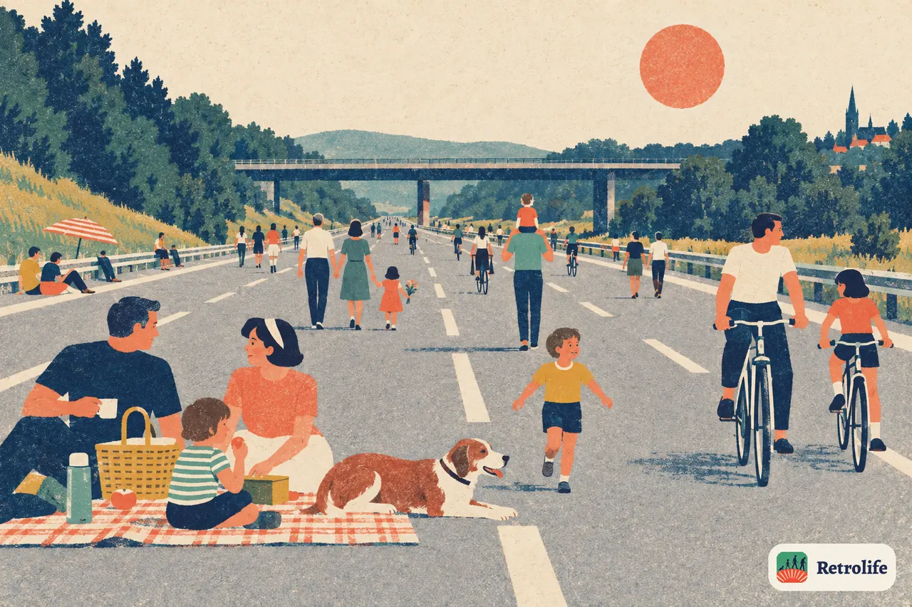 Germany, 1973: an empty motorway on a car-free Sunday