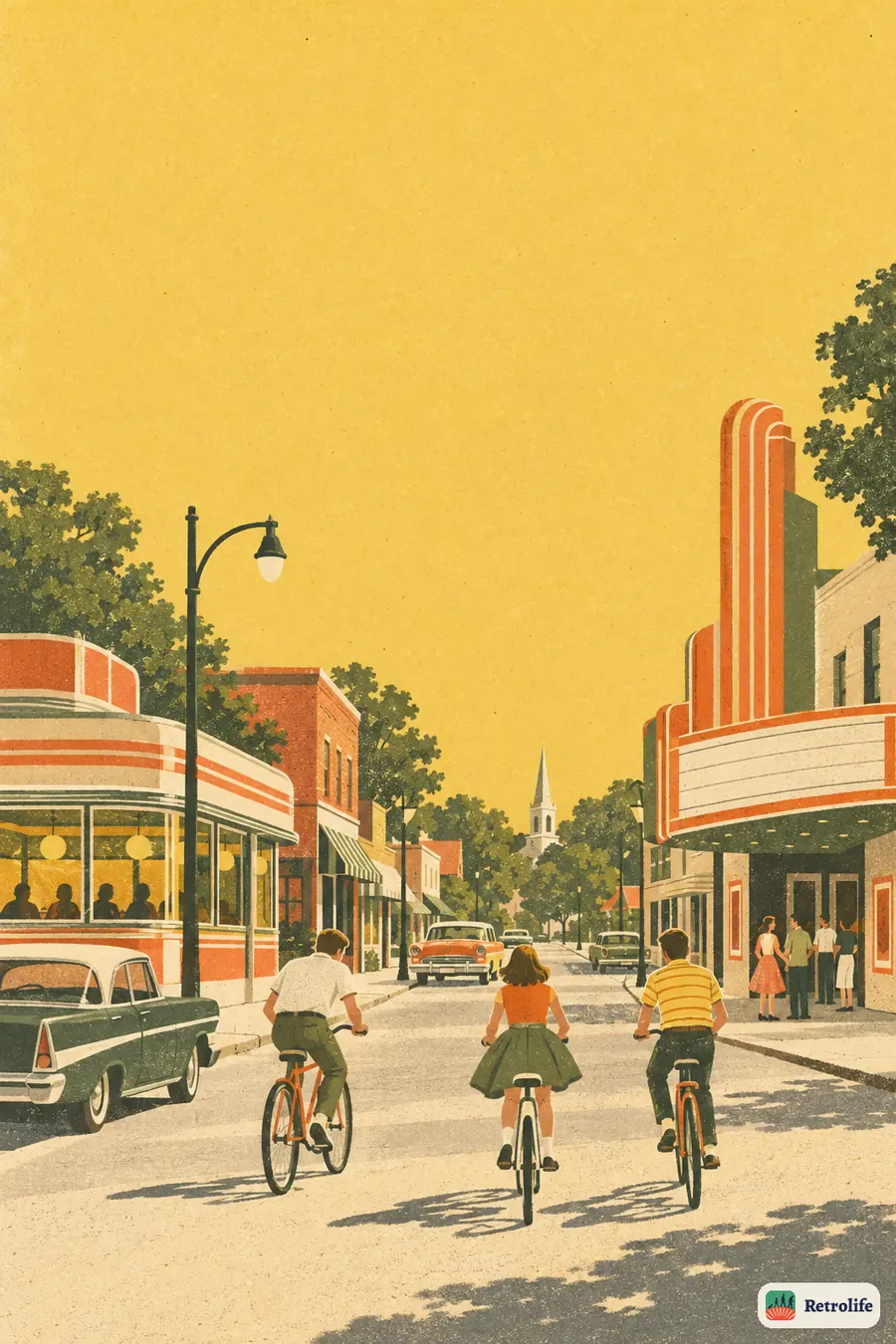 Retrolife — life in USA in the 1960s, illustration