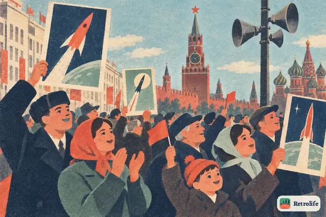 The first man flies into space, and the whole country pours into the streets.