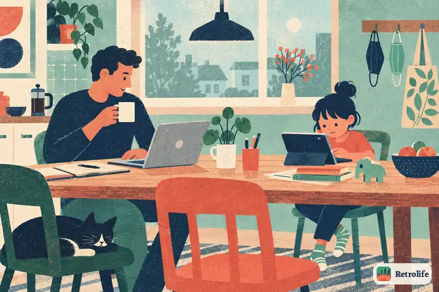 A pandemic changes everyday life: masks, closed schools and work at the kitchen table.