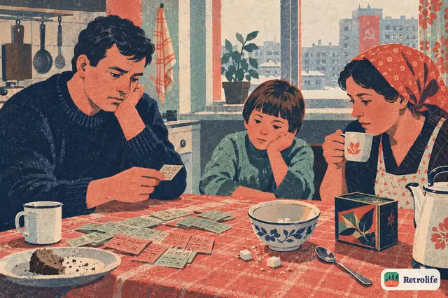 Shops run short of tea, soap and sugar, and ration coupons appear.
