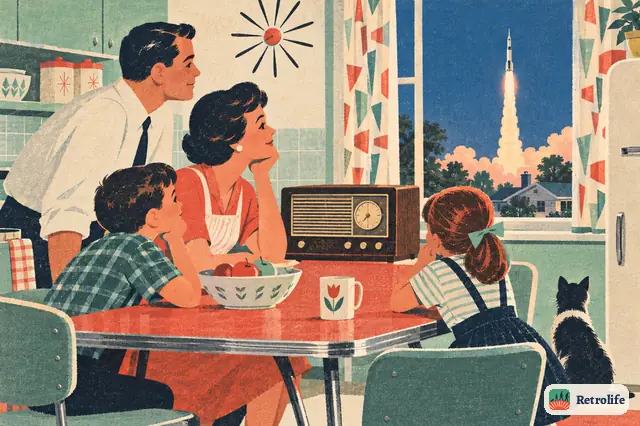 The first American flies into space, and the whole country listens by radio.