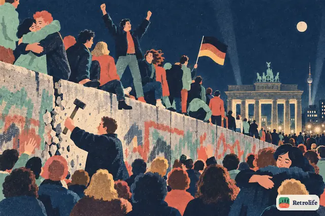 The Berlin Wall opens in November, and crowds stream across the border.