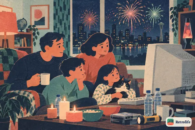 Families stock water and candles as the world waits for computers to face the year 2000.