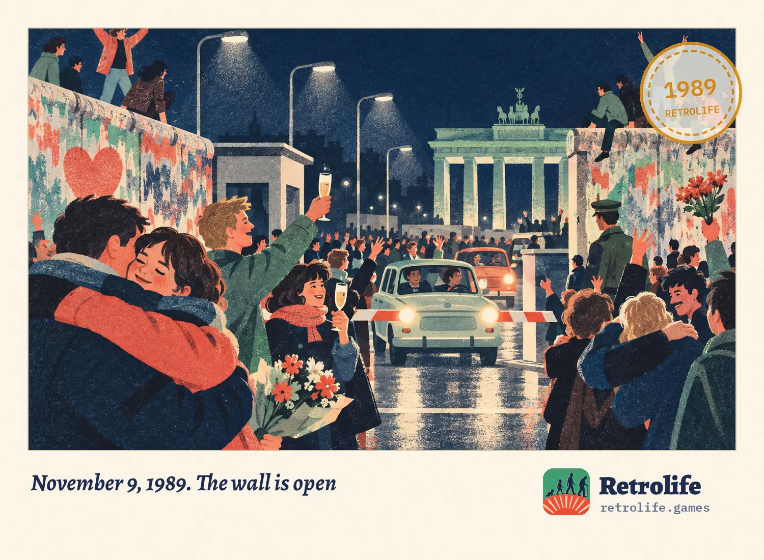 November 9, 1989. The wall is open